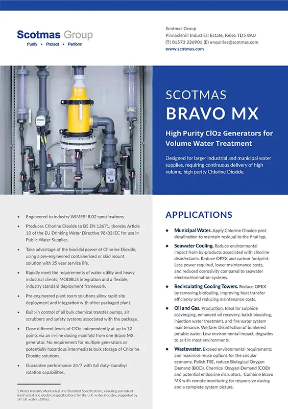 Scotmas Bravo MX Chlorine Dioxide Generator.