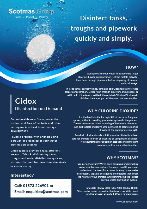 Cidox+ Chlorine Dioxide Disinfection Tablets - Scotmas.