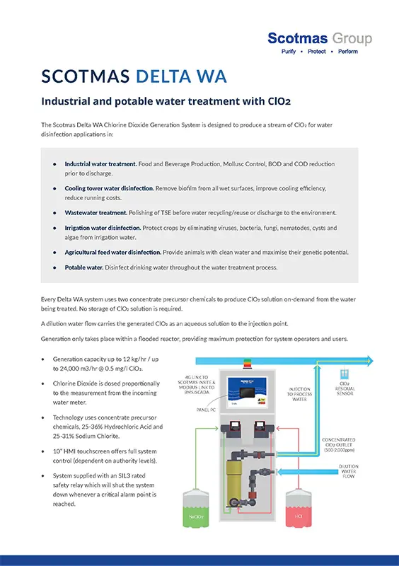 Scotmas Delta WA Chlorine Dioxide Generator.