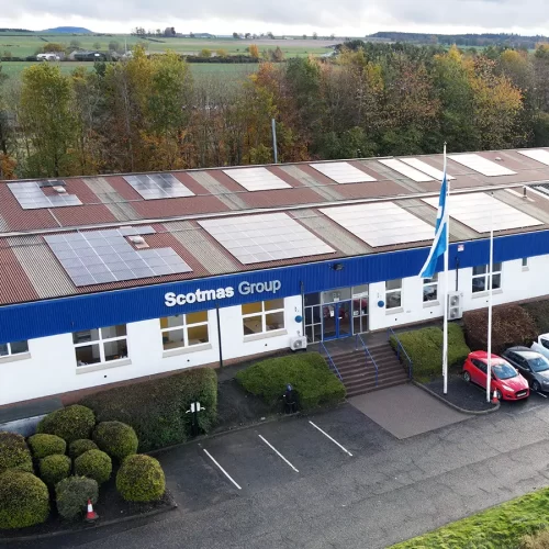 We installed 85 kWP solar panels on the roof of our head office in Kelso, Scottish Borders, in 2021.