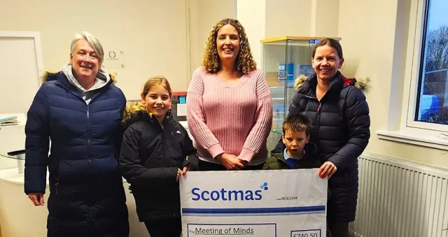 The Scotmas team recently donated £740.50 to Meeting of Minds, a small support group that provides help and guidance to families and carers with children with additional needs.