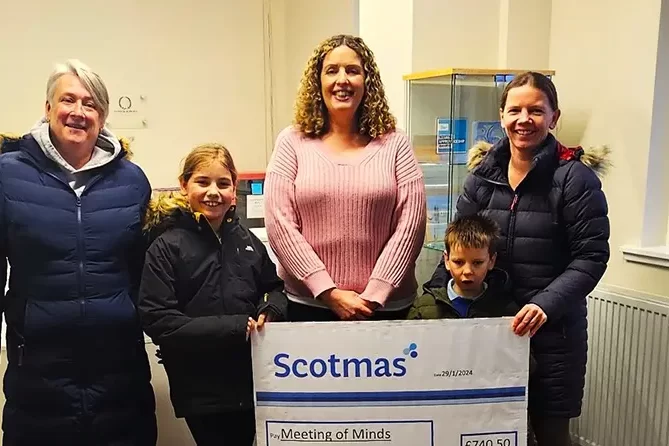 The Scotmas team recently donated £740.50 to Meeting of Minds, a small support group that provides help and guidance to families and carers with children with additional needs.