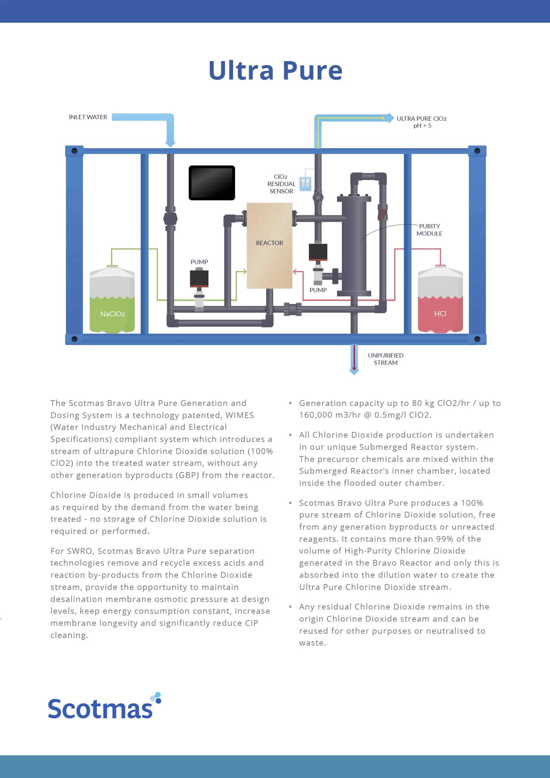 Bravo Ultra Pure Chlorine Dioxide Generator Scotmas