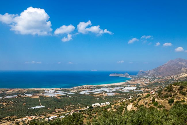 Picturesque image of Crete landscape overlooking the sea
