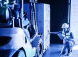 Person working with forklift and checking stock