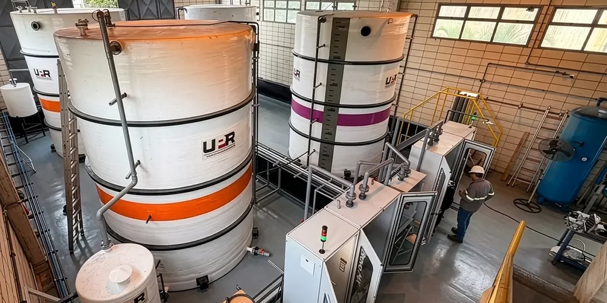 Two chemical tanks in water treatment plant