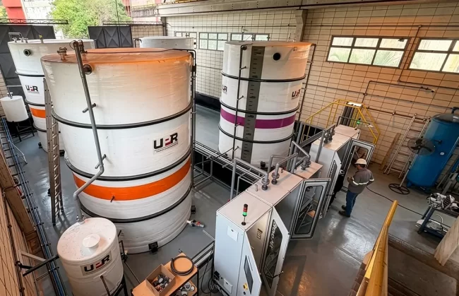 Two chemical tanks in water treatment plant