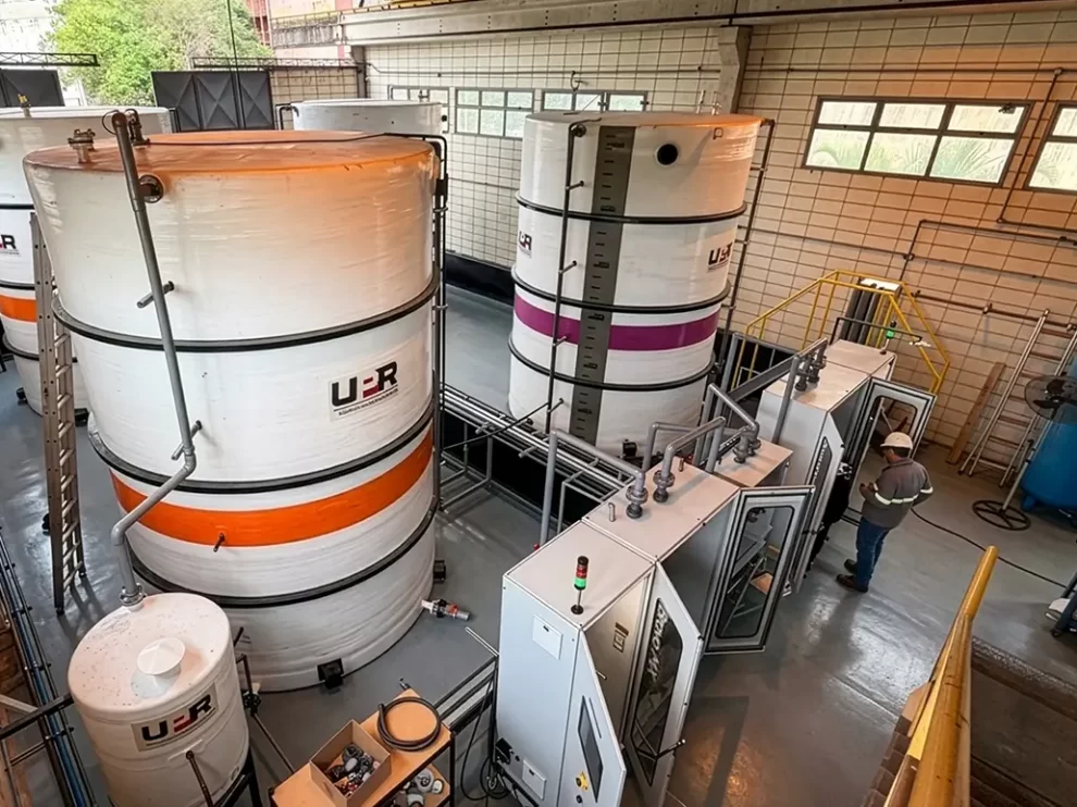 Two chemical tanks in water treatment plant